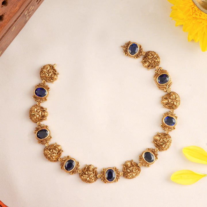Blue Stone Lakshmi Kerala Style Necklace