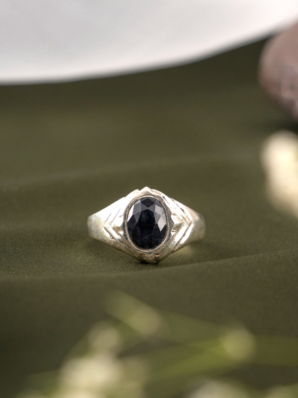 Aquarius Zodiac Blue Gemstone Silver Ring