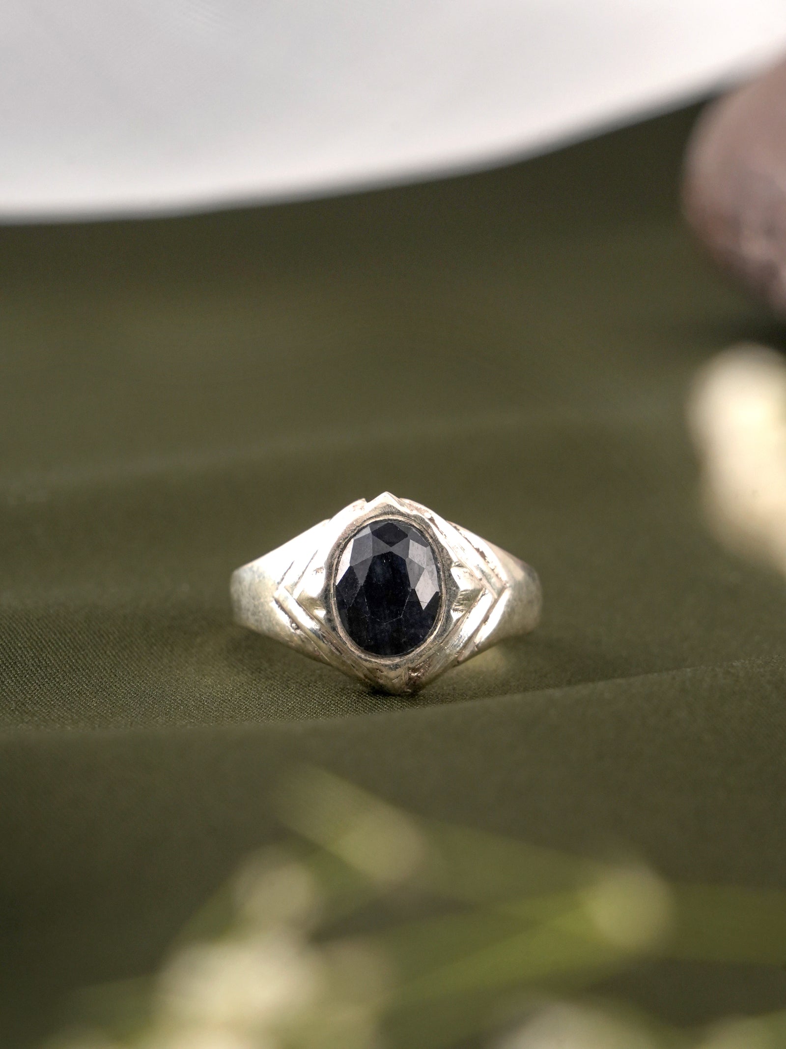 Aquarius Zodiac Blue Gemstone Silver Ring
