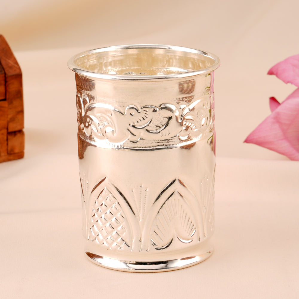 Elegant Blossom Design Silver Glass