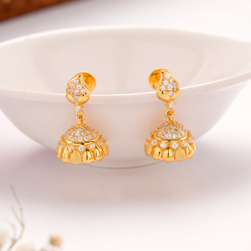 Classic Leafy Shape Golden Jhumkas
