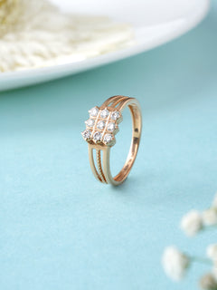 Grid design diamond Rose Gold ring