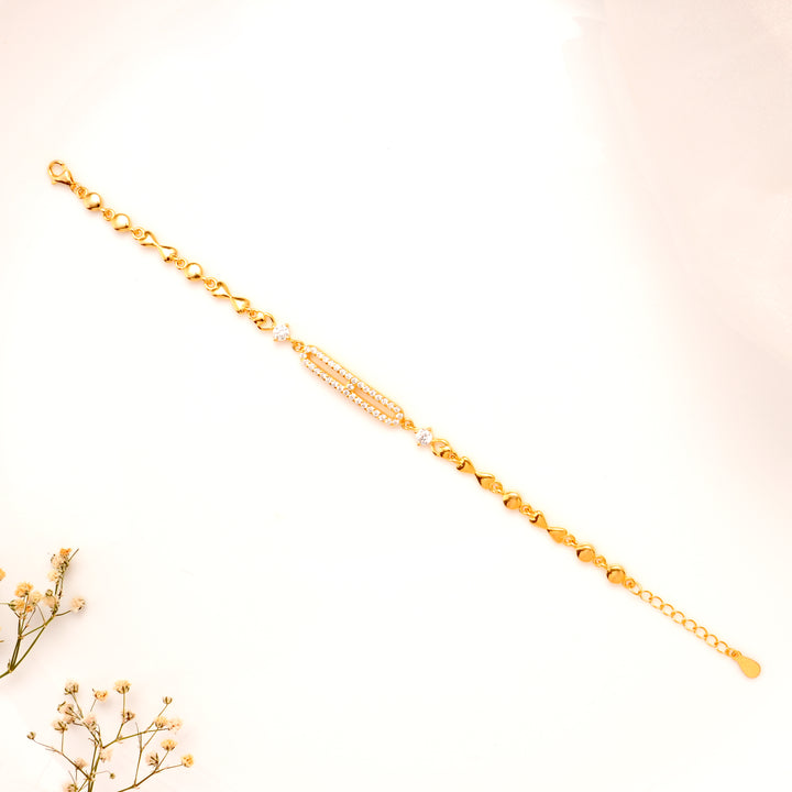 Crystal Bar Heart Link Silver Golden Bracelet
