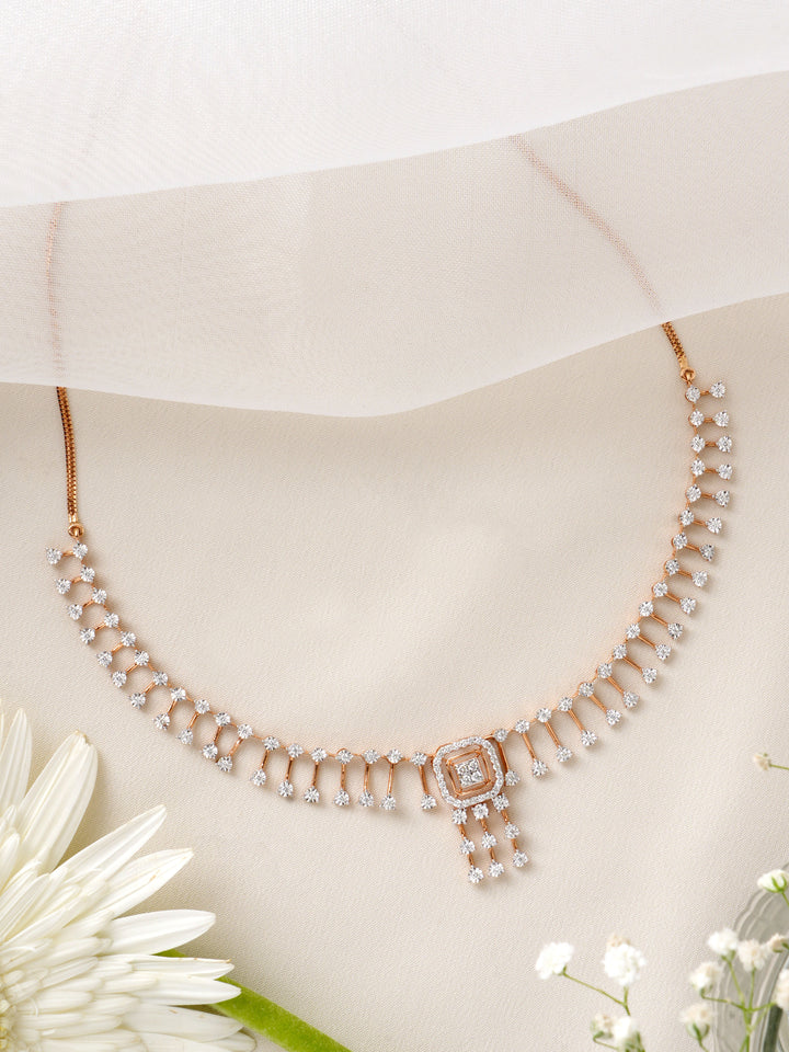 Rose Gold Fringe Diamond Necklace
