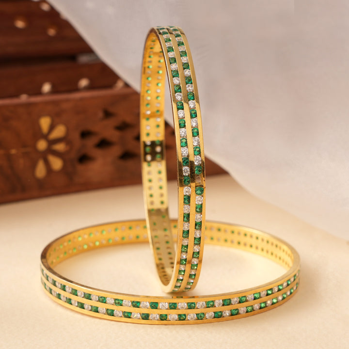 Royal Green & White Gemstone Bangle