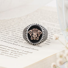 Gorgon Crest Silver Ring