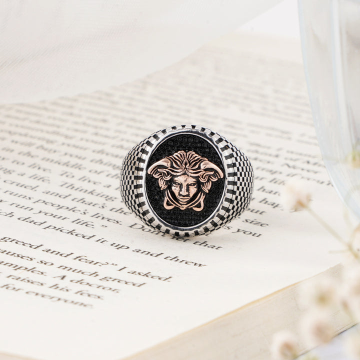 Gorgon Crest Silver Ring