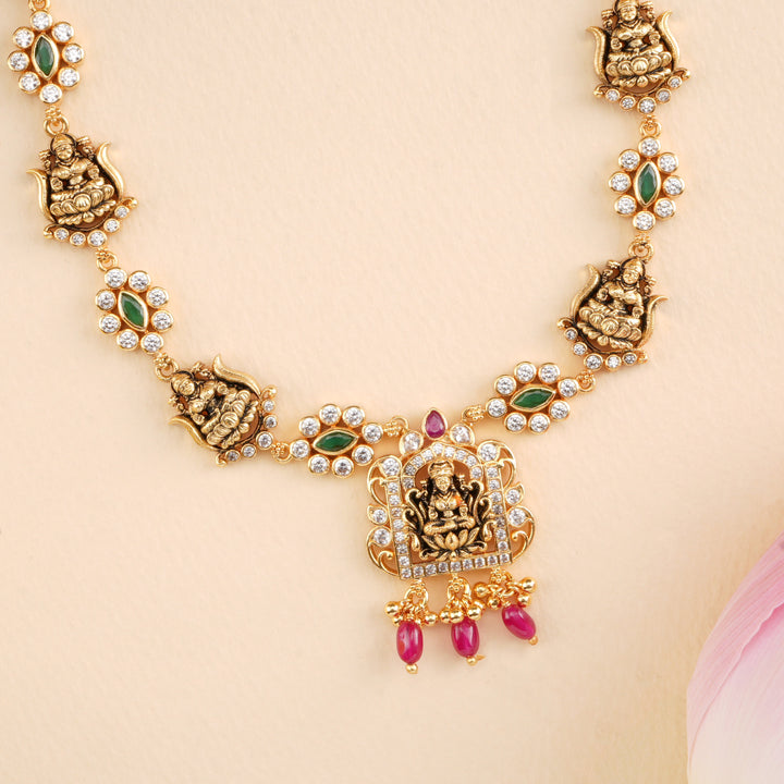 Antique Lakshmi with Ruby Drops Necklace