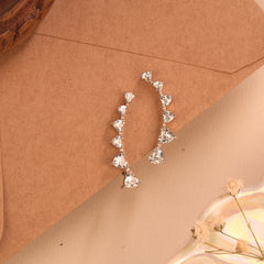 Minimal Heart Silver Ear Climber Stud