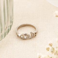 Minimalist White Stone Silver Ring