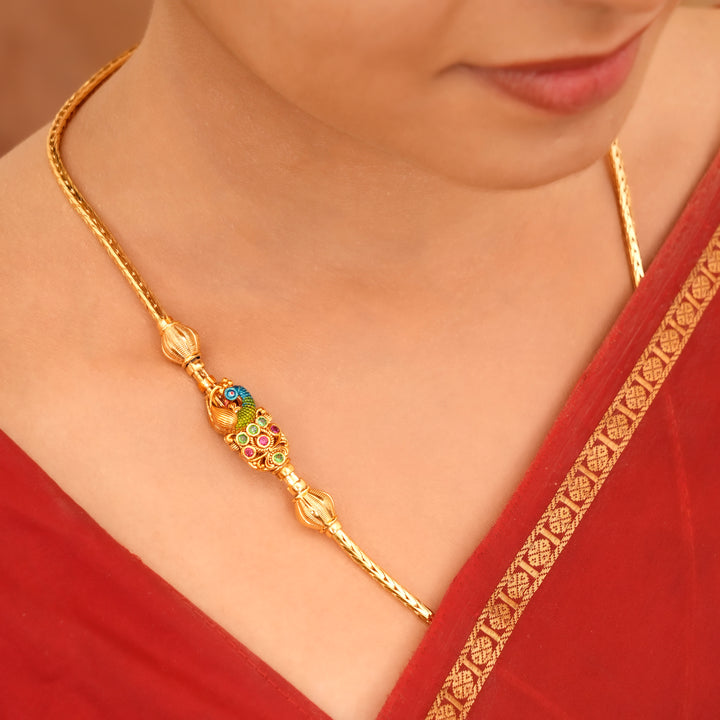 Peacock Radiance Mugappu Chain