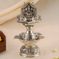 Antique Silver Temple-Inspired Lakshmi Vilakku