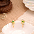 Golden Drops Leaf Design Stud Earrings