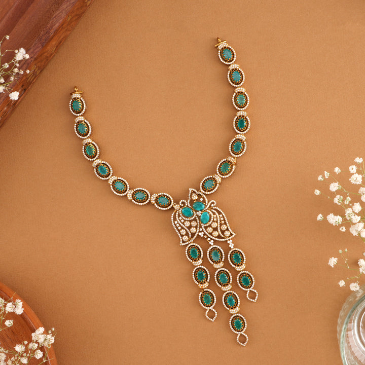 Emerald with Leaf Design Swarovski Necklace
