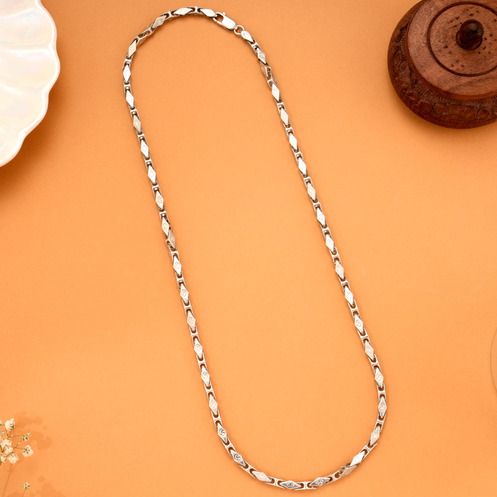 Flat Link Plain Men’s Silver Chain