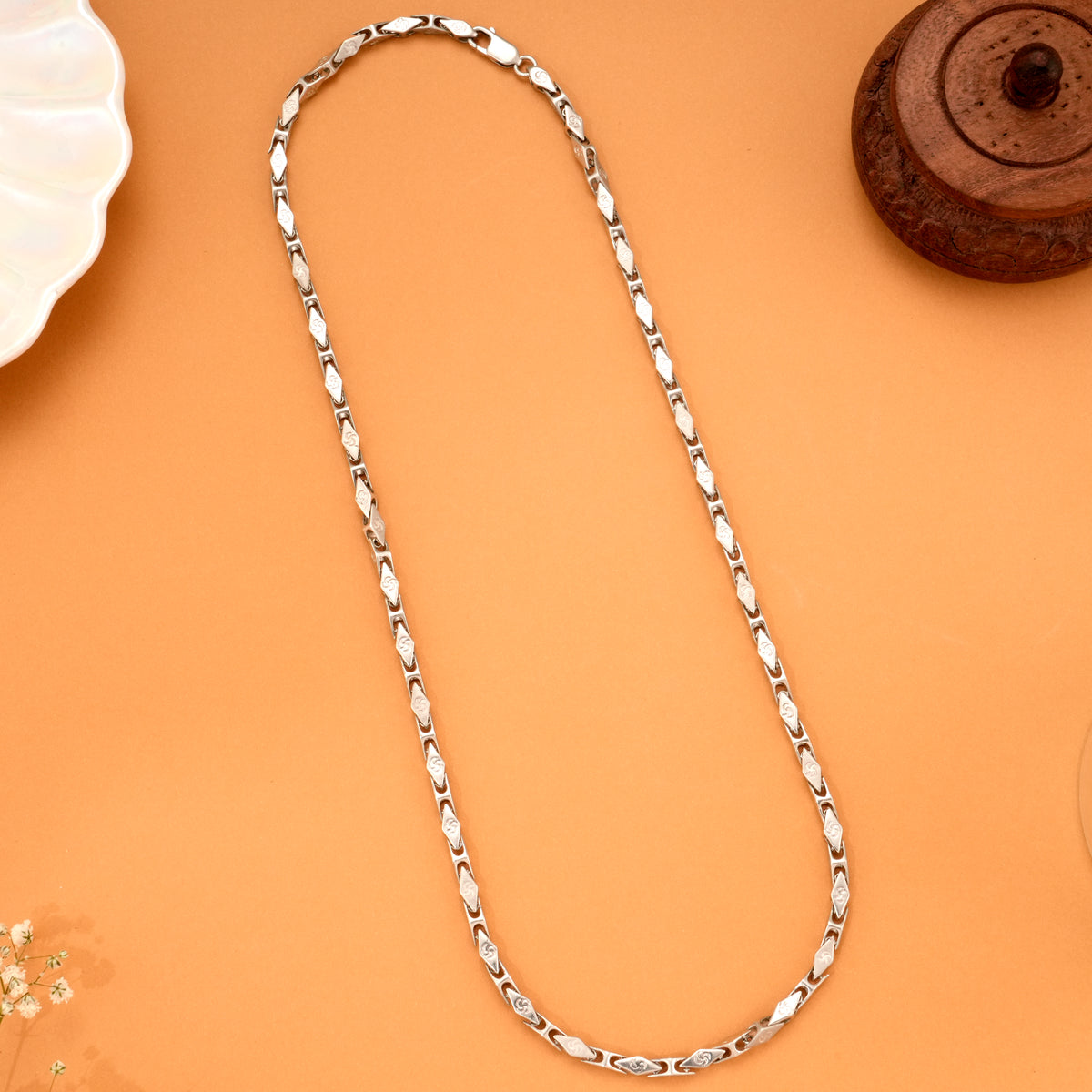 Flat Link Plain Men’s Silver Chain