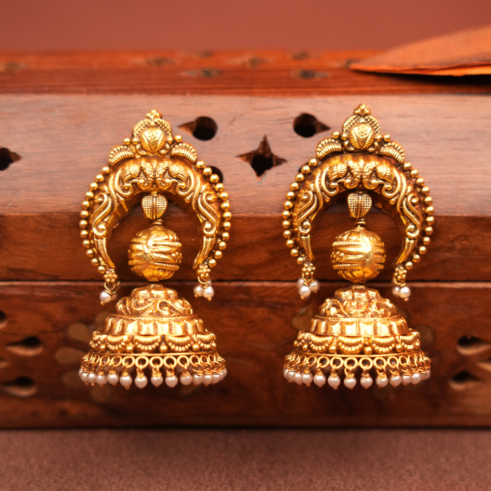 Antique Traditional Gold Jhumka Earrings
