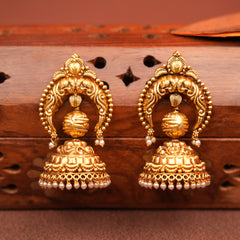 Antique Traditional Gold Jhumka Earrings