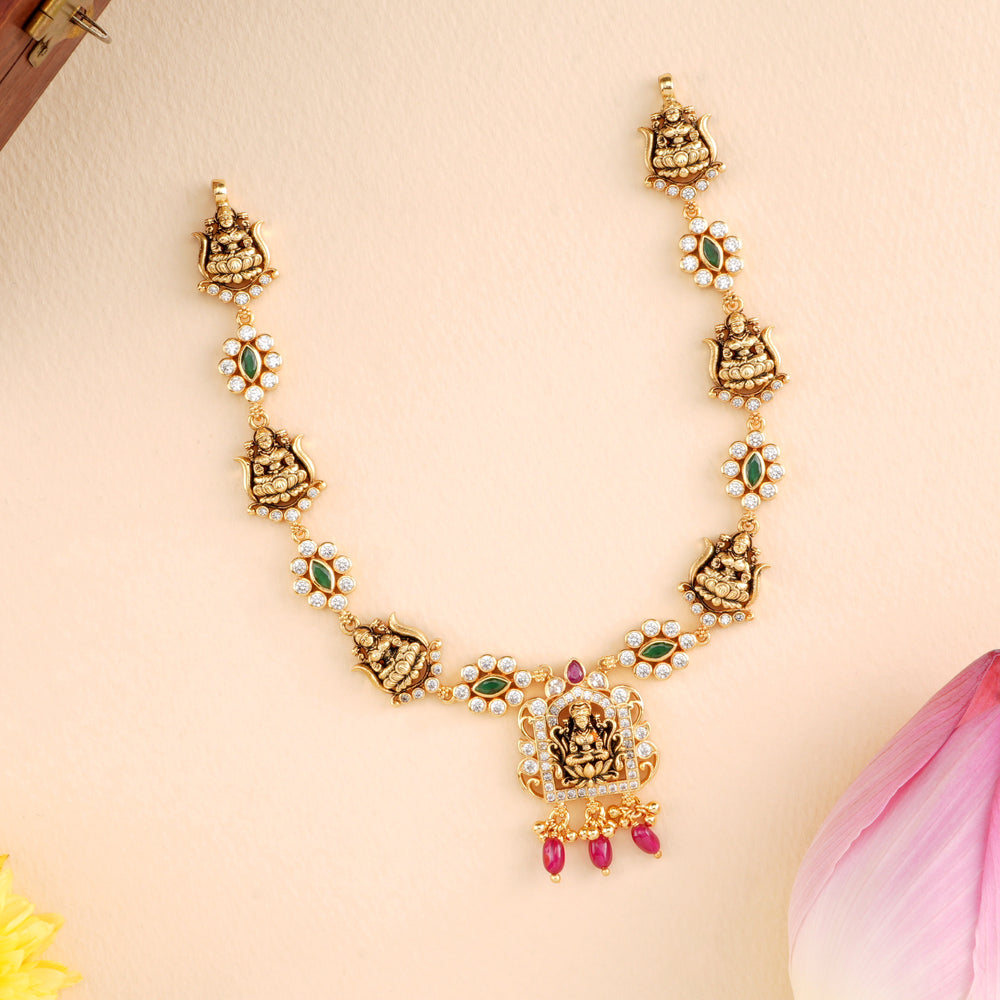 Antique Lakshmi with Ruby Drops Necklace