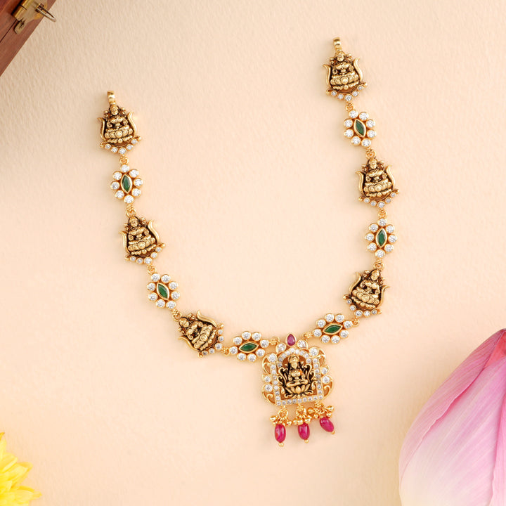 Antique Lakshmi with Ruby Drops Necklace