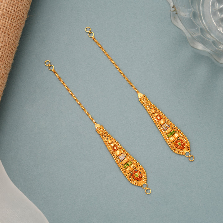 Gold Enamel Finish Ear Chain Mattal