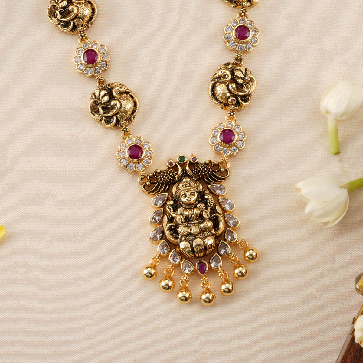 Antique Divine Lakshmi-Peacock Necklace