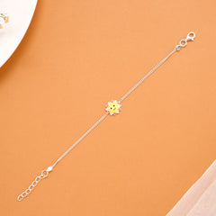 Smiling Yellow Sun Silver Baby Bracelet