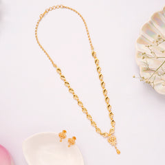 Elegant Flower Design Golden Necklace Set
