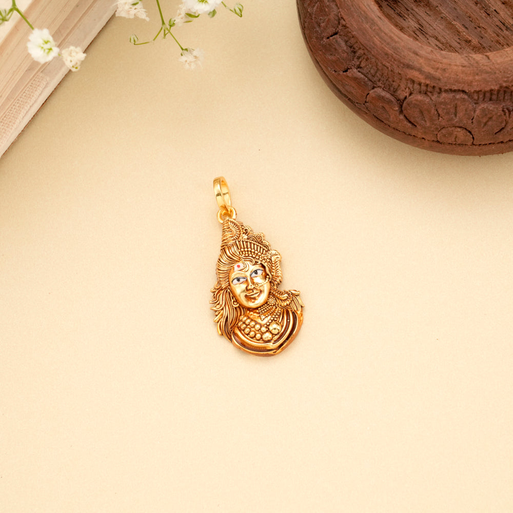 Traditional Shiva Parvati Golden Pendant