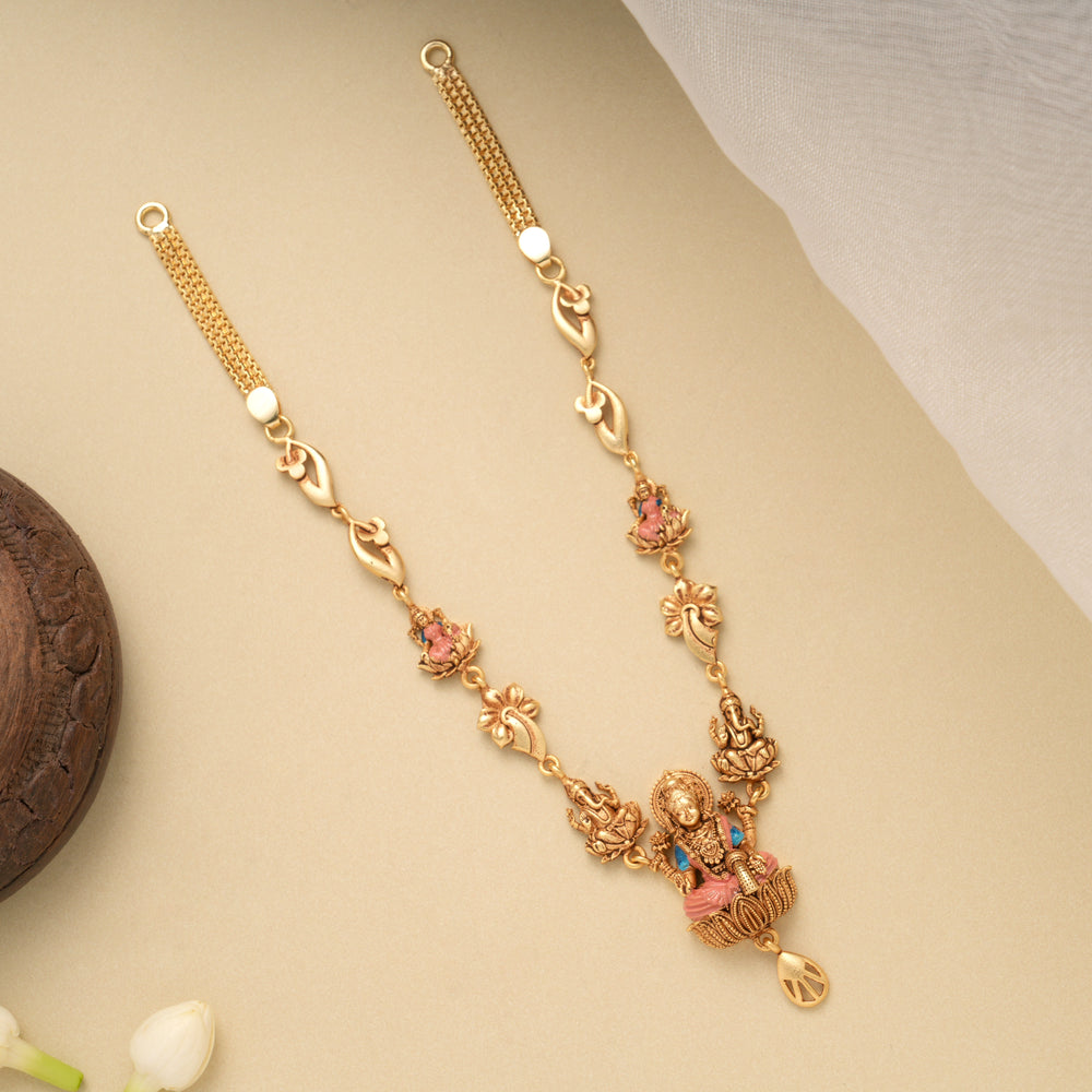 Devotional Dhana Lakshmi Vinayagar Golden Necklace