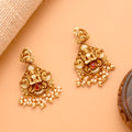 Elegant Peacock with Ruby Stone Chandbali Earrings