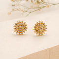 Sparkling Sun Burst Kundan Golden Earring
