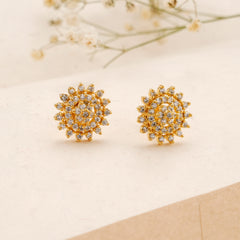 Sparkling Sun Burst Kundan Golden Earring