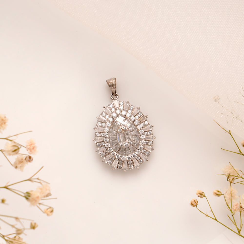 Modern Oval Shape Sterling Silver Pendant