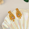 Temple Dome Lakshmi With Drop Gold Earring