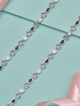 Black with White Pearl Cluster Fancy Anklet