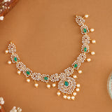 Pearl Drop with Emerald Swarovski Necklace