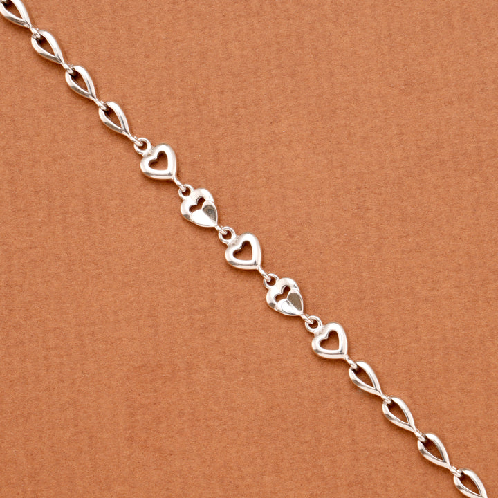 Floral and Gold Infinity Silver Bracelet