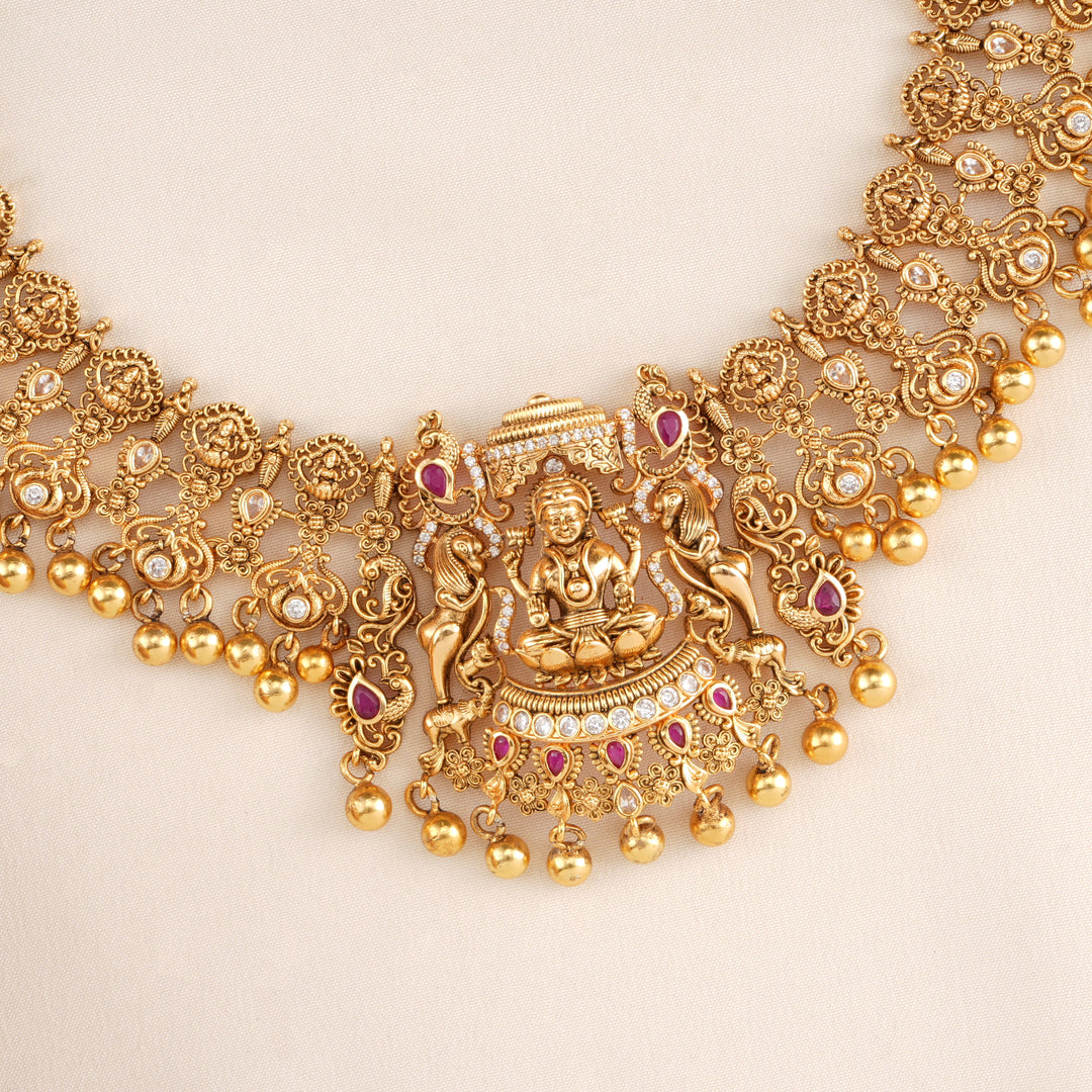 Antique Lakshmi with Golden Ball Necklace