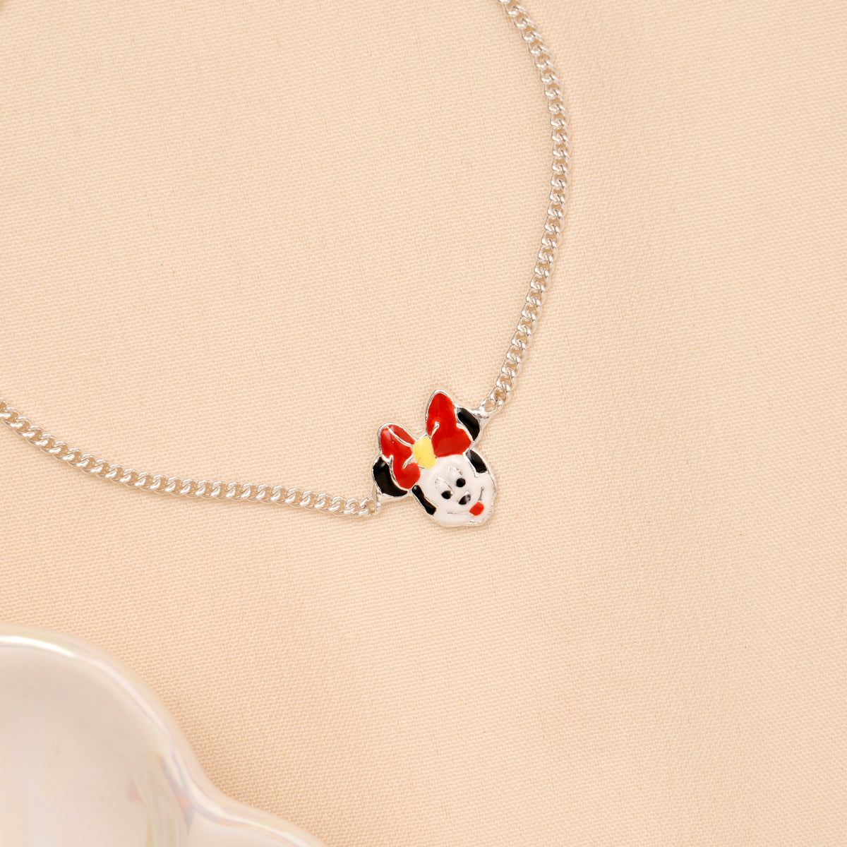 Red Bow Cartoon Girl Baby Silver Bracelet