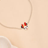 Red Bow Cartoon Girl Baby Silver Bracelet