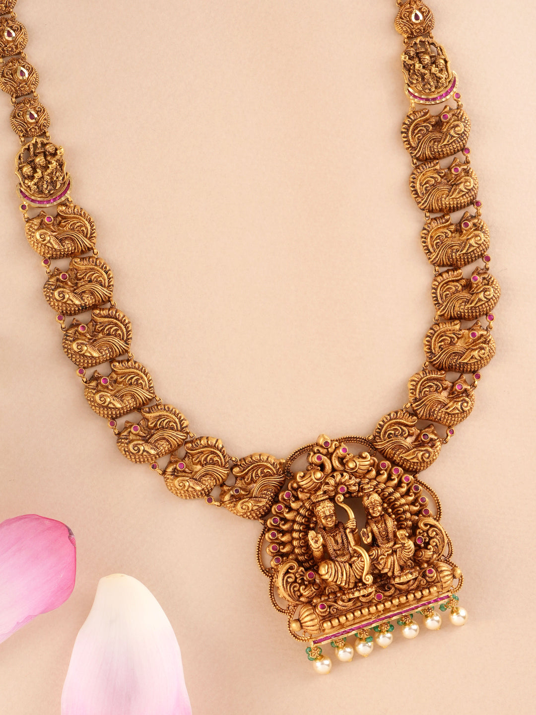 Lord Ram Sita Antique Grand Gold Haram
