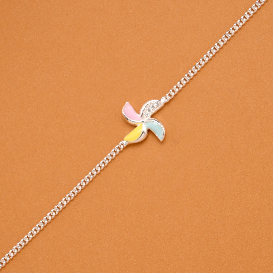 Colourful Pinwheel Silver Baby Bracelet