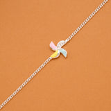 Colourful Pinwheel Silver Baby Bracelet
