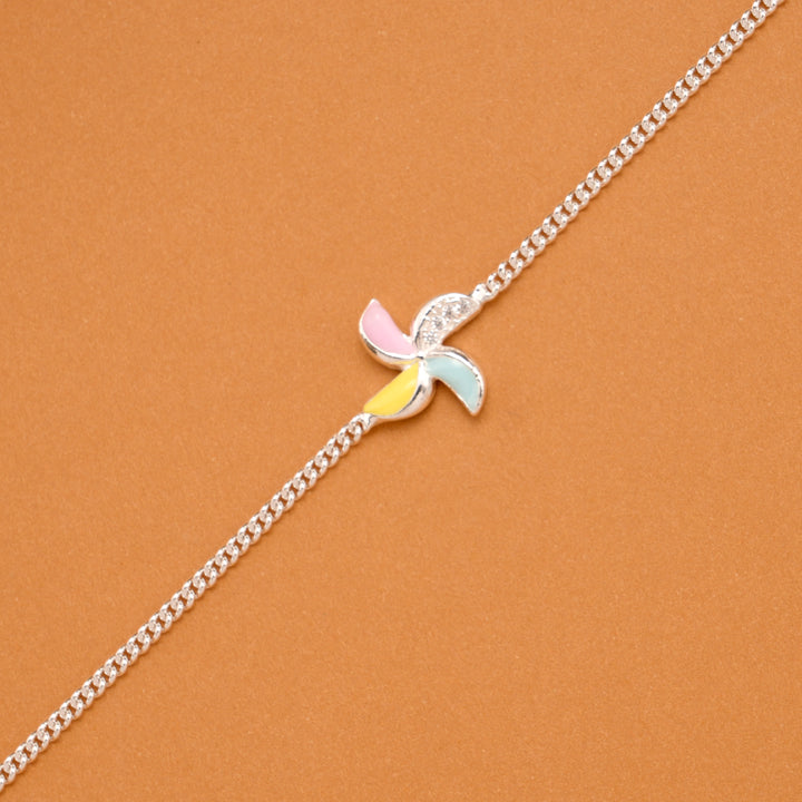Colourful Pinwheel Silver Baby Bracelet