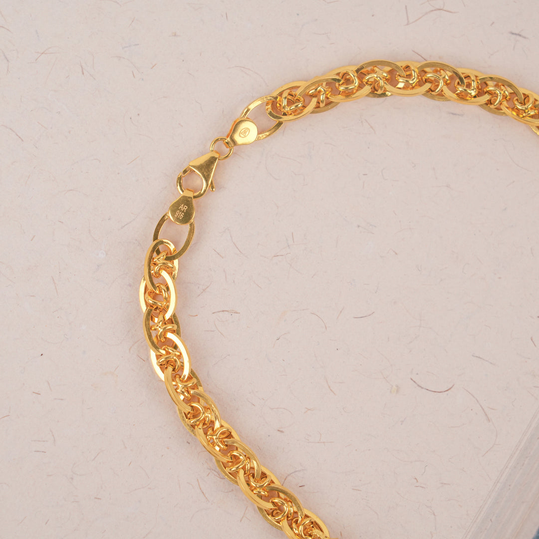 Bold Textured Ring Link Gold Chain for Men