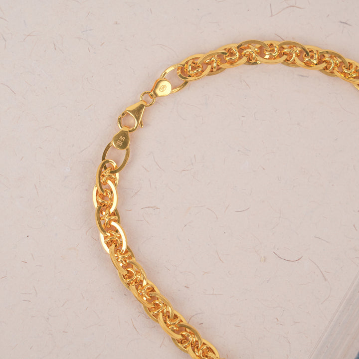 Bold Textured Ring Link Gold Chain for Men