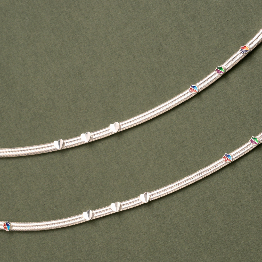Simple Traditional Heart Silver Anklet