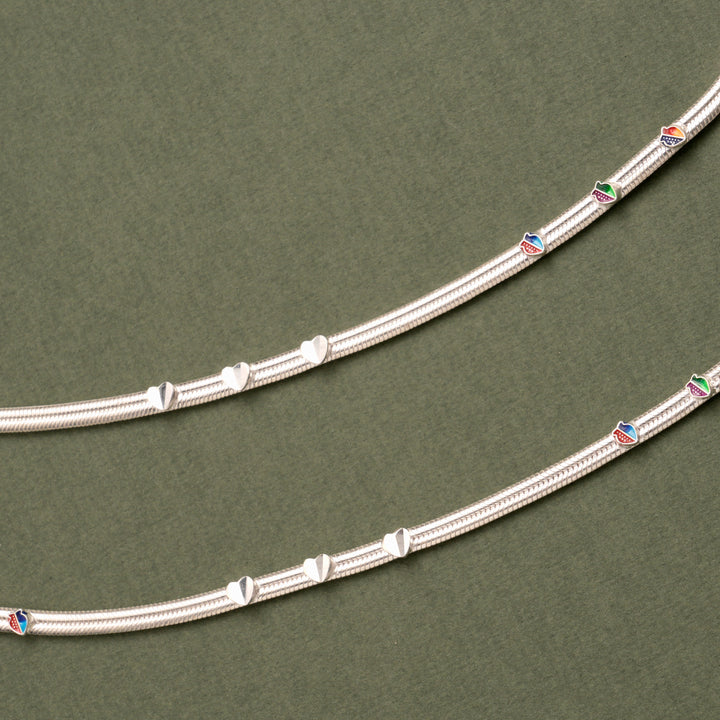 Simple Traditional Heart Silver Anklet