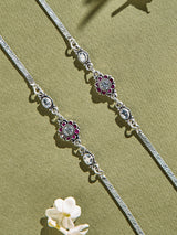 White with Ruby Floral Antique Anklet